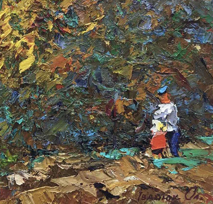 Vibrant impressionist oil painting Evening Strolls Near Home by Alex Ivanyuk