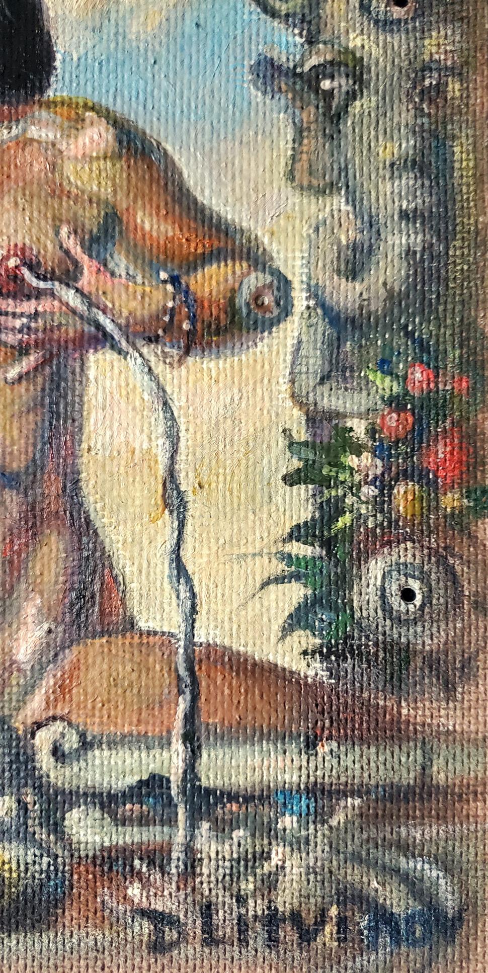 Oil painting Source of fertility by Litvinov Daniil Olegovich, surreal figure with fish