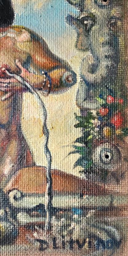 Oil painting Source of fertility by Litvinov Daniil Olegovich, surreal figure with fish