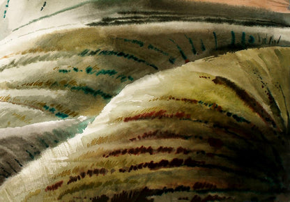 Watercolor Eastern C. fabric by Egor Shvachunov in earthy stripes
