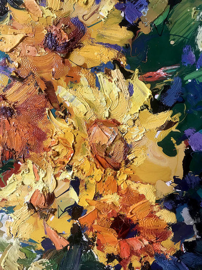 Vibrant impressionist oil painting Copper Tones Bouquet by Oksana Ivanyuk