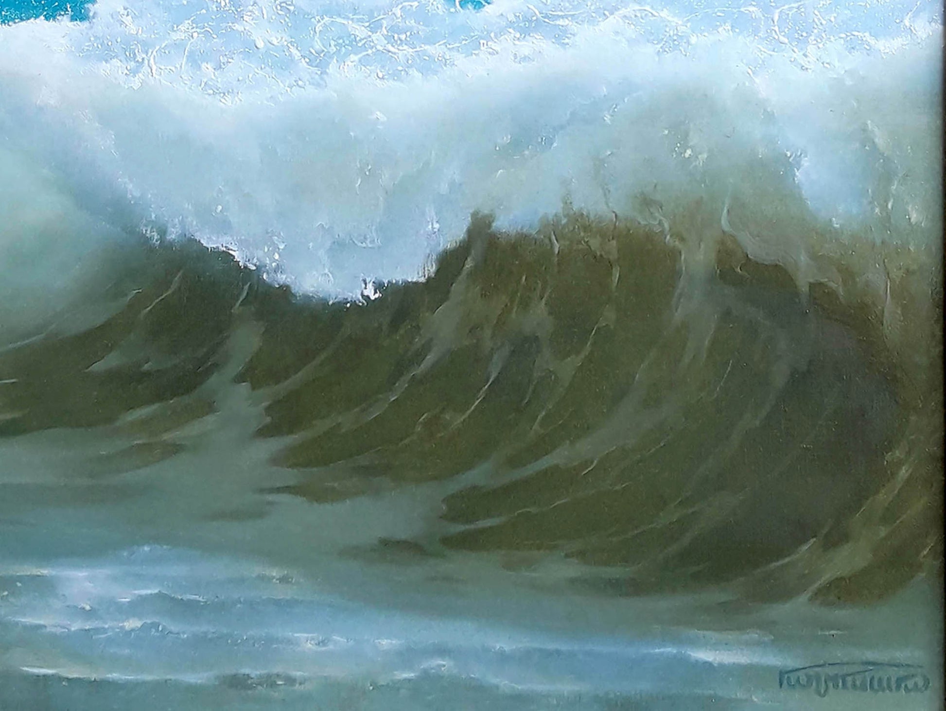Oil painting The magic of the waves by Korkishko Vasily, dynamic textured ocean wave