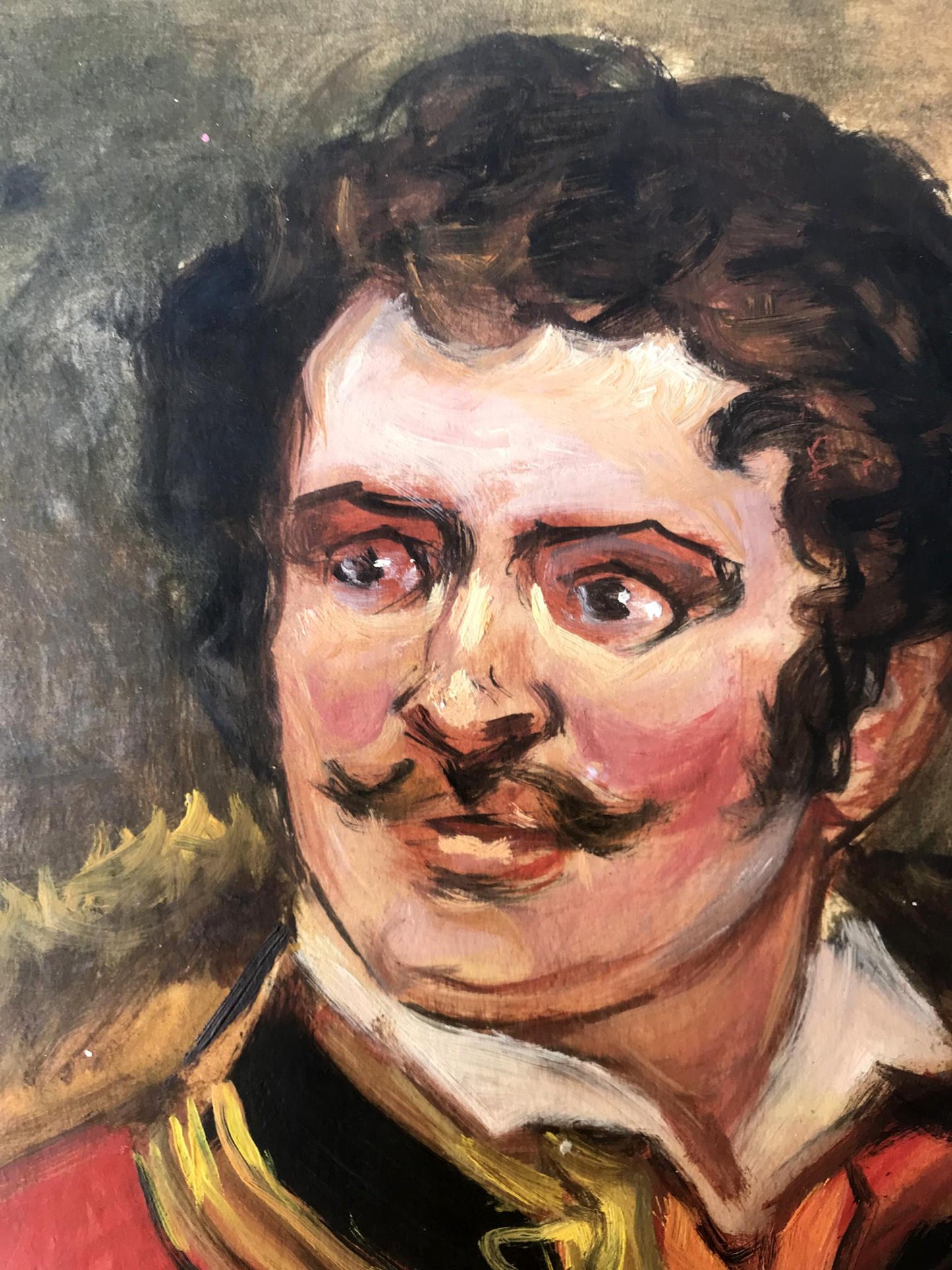 Oil painting portrait of Alexander Litvinov in ornate red gold uniform