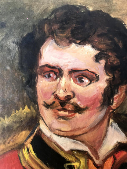 Oil painting portrait of Alexander Litvinov in ornate red gold uniform
