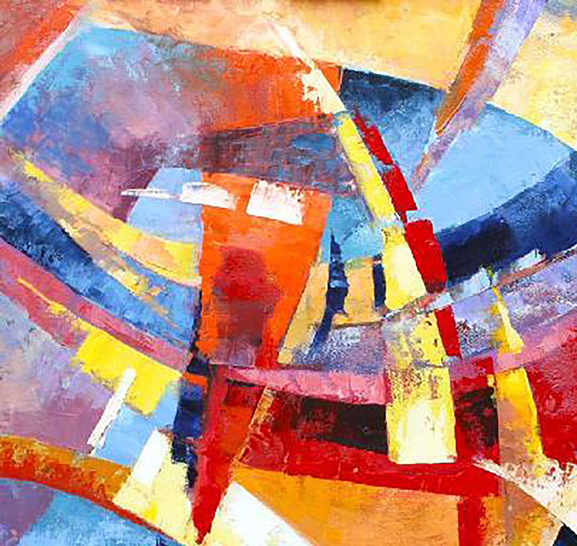 Vibrant geometric oil painting In the warm rays by Kirilenko Ivan