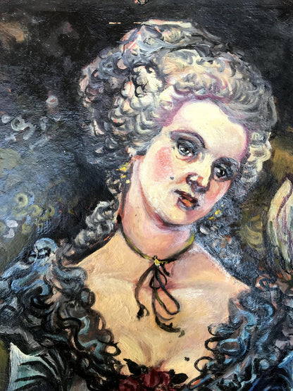 Oil painting portrait of woman with curly white hair by Alexander Litvinov
