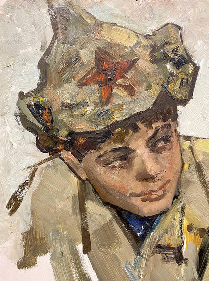 Textured oil painting of Guardsman Stil by Leonid Mikhaylovich