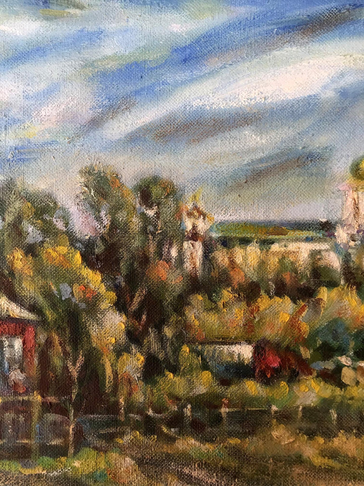 Oil Painting Village Nature Landscape 