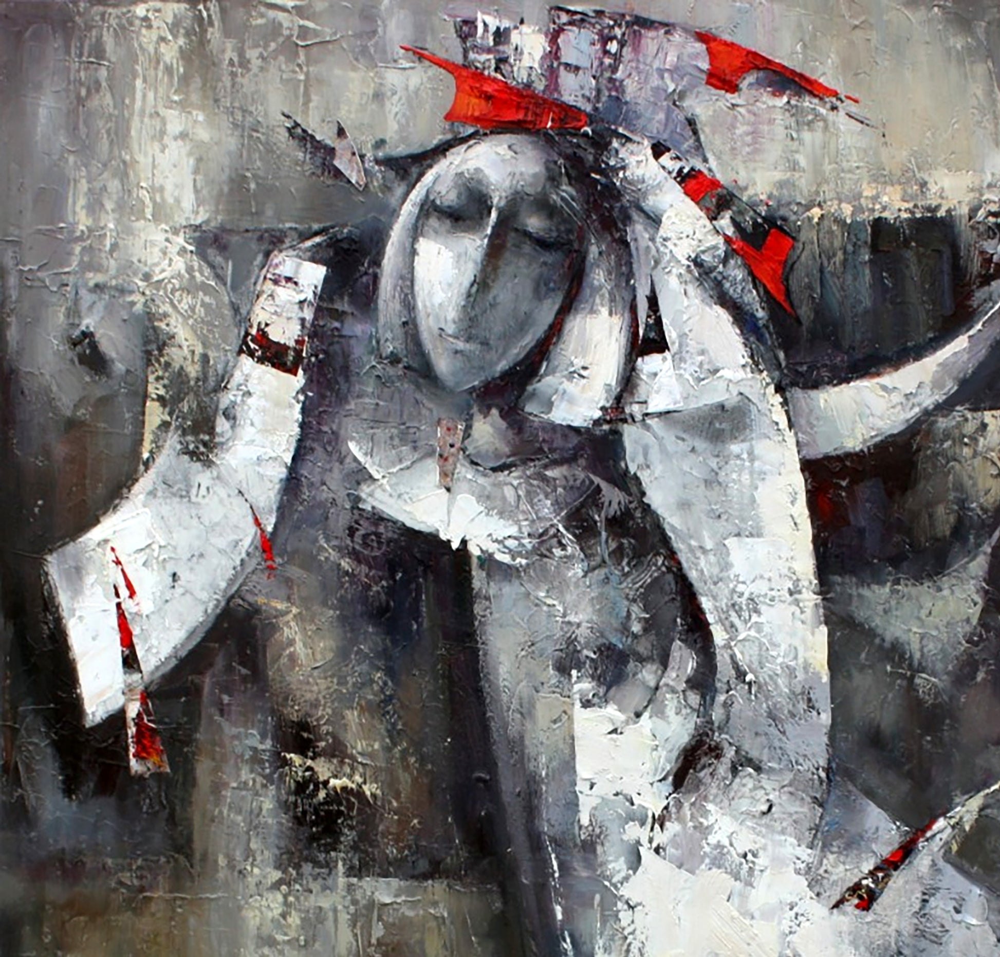 Oil painting Silver angel by Valentina Alekseevna Kozyar, serene face