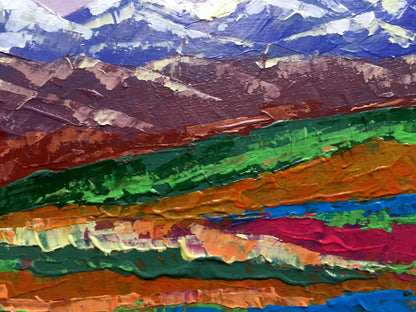 Oil painting Evening in the mountains by Zadorozhnya V. V. with bold impasto bands