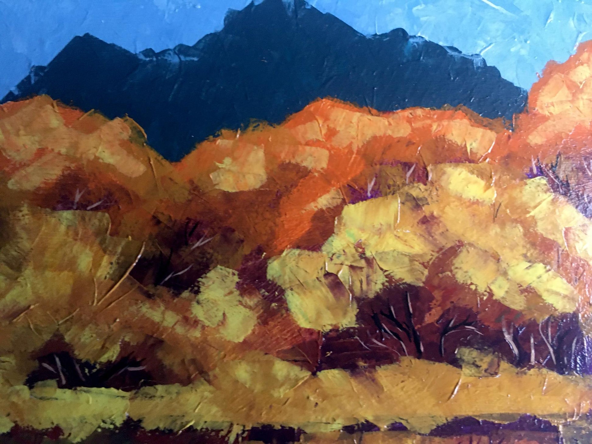 Oil painting Autumn mountains V. Zadorozhnya impressionistic landscape