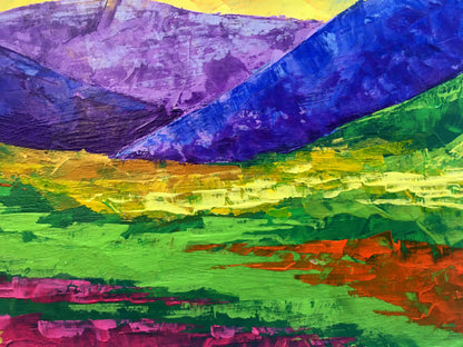 Vibrant By the Evening oil painting by V. Zadorozhnya, bold purple blue layers