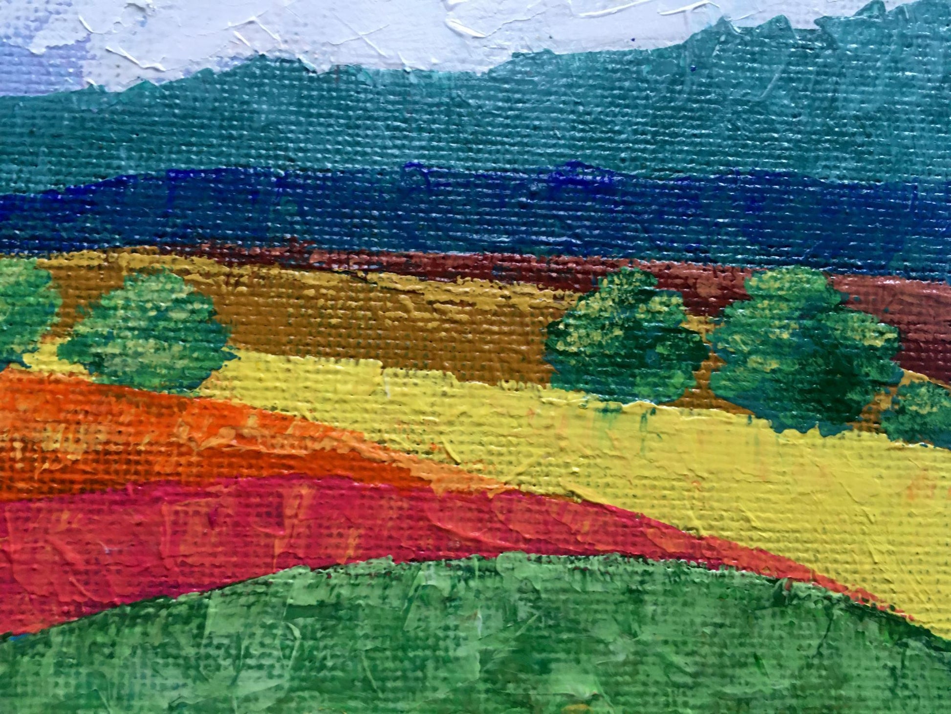 Oil painting Golden field by Zadorozhnya V. V. vibrant hills and mountains