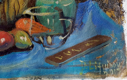 Oil painting of green ceramic teapot by Litvinov Daniil Olegovich
