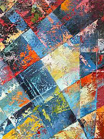 Vibrant Awakening oil painting by Kirilenko Mikhail with bold geometric shapes