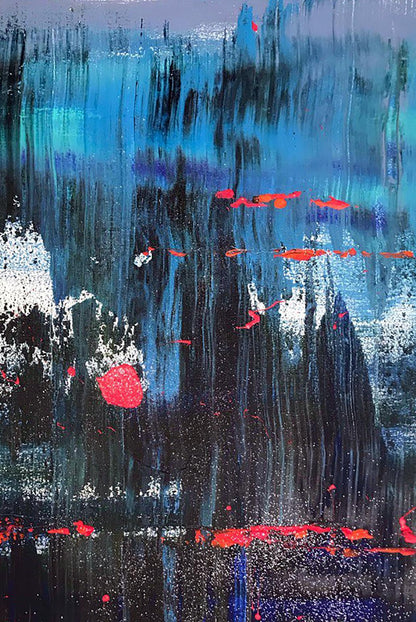 Acrylic painting Magic Night by Melezhik Olga with bold blue black strokes