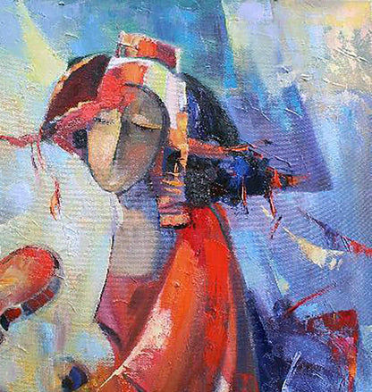 Abstract expressionist oil painting Red violin by Kirilenko Ivan