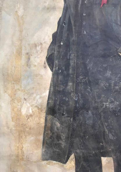 Dark textured coat in Oil painting Portrait of Lenin by Filatov Konstantin Vladimirovich