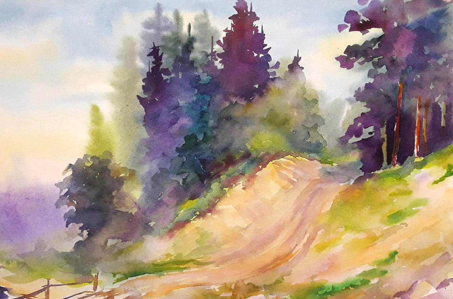 Watercolor painting of winding forest path by Serdyuk Boris Petrovich №SERB 680