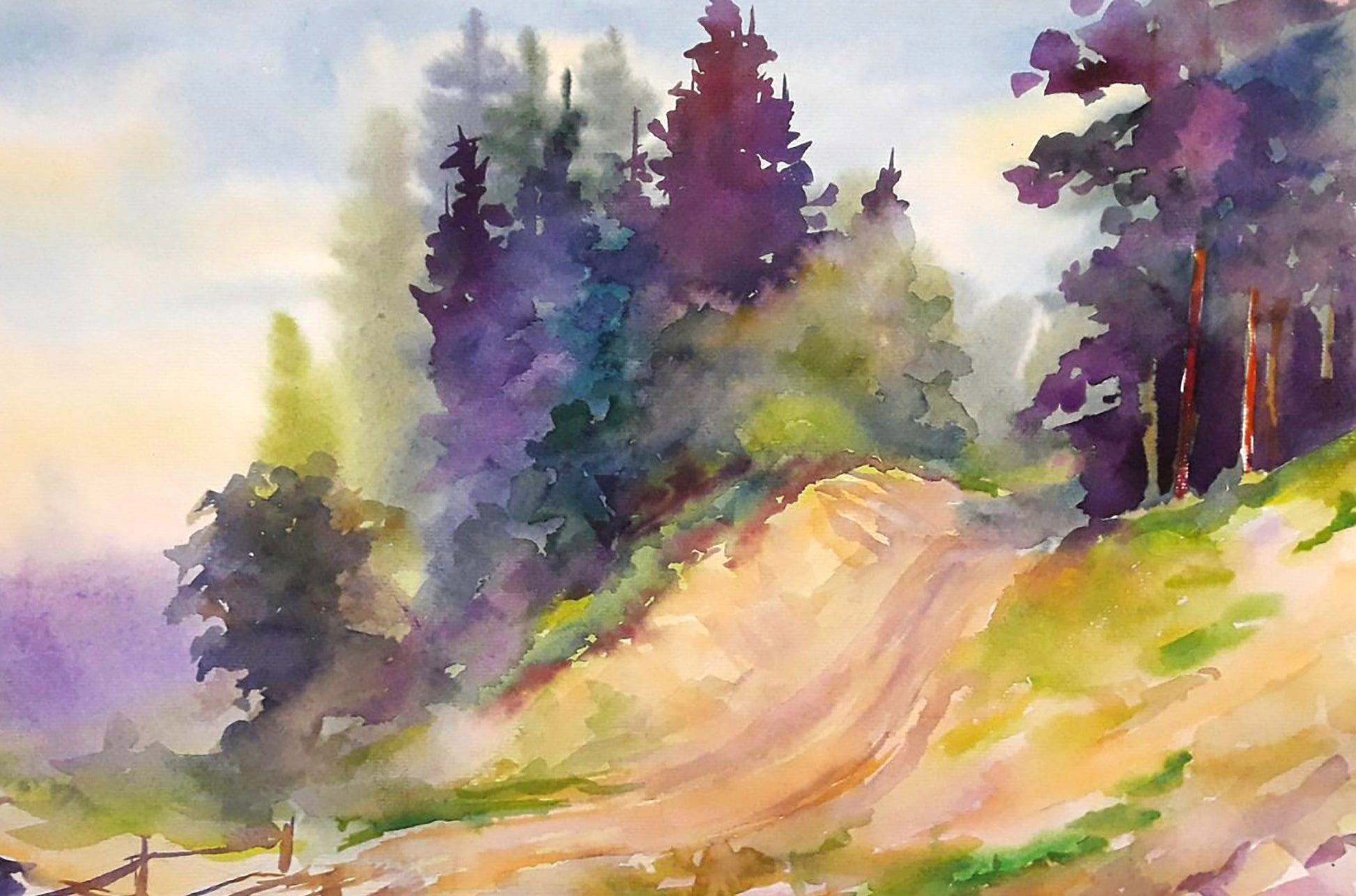 Watercolor painting of winding forest path by Serdyuk Boris Petrovich №SERB 680