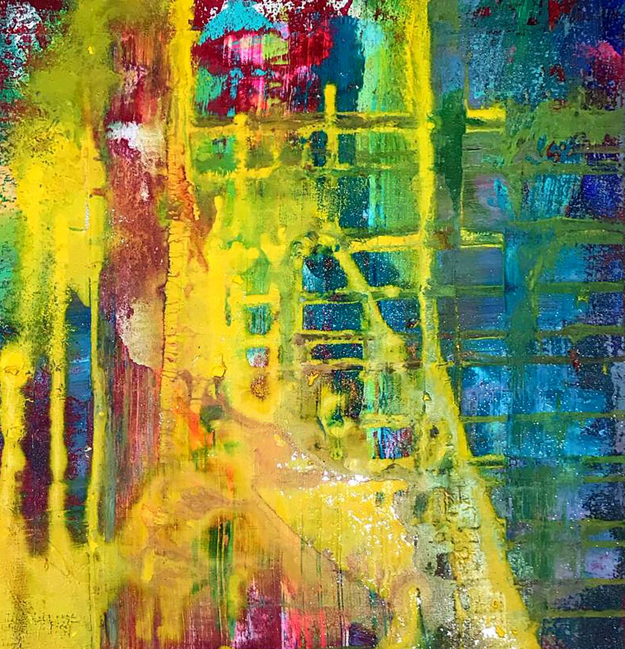 Vibrant acrylic painting Apples on the Table by Melezhik Olga with bold brushstrokes