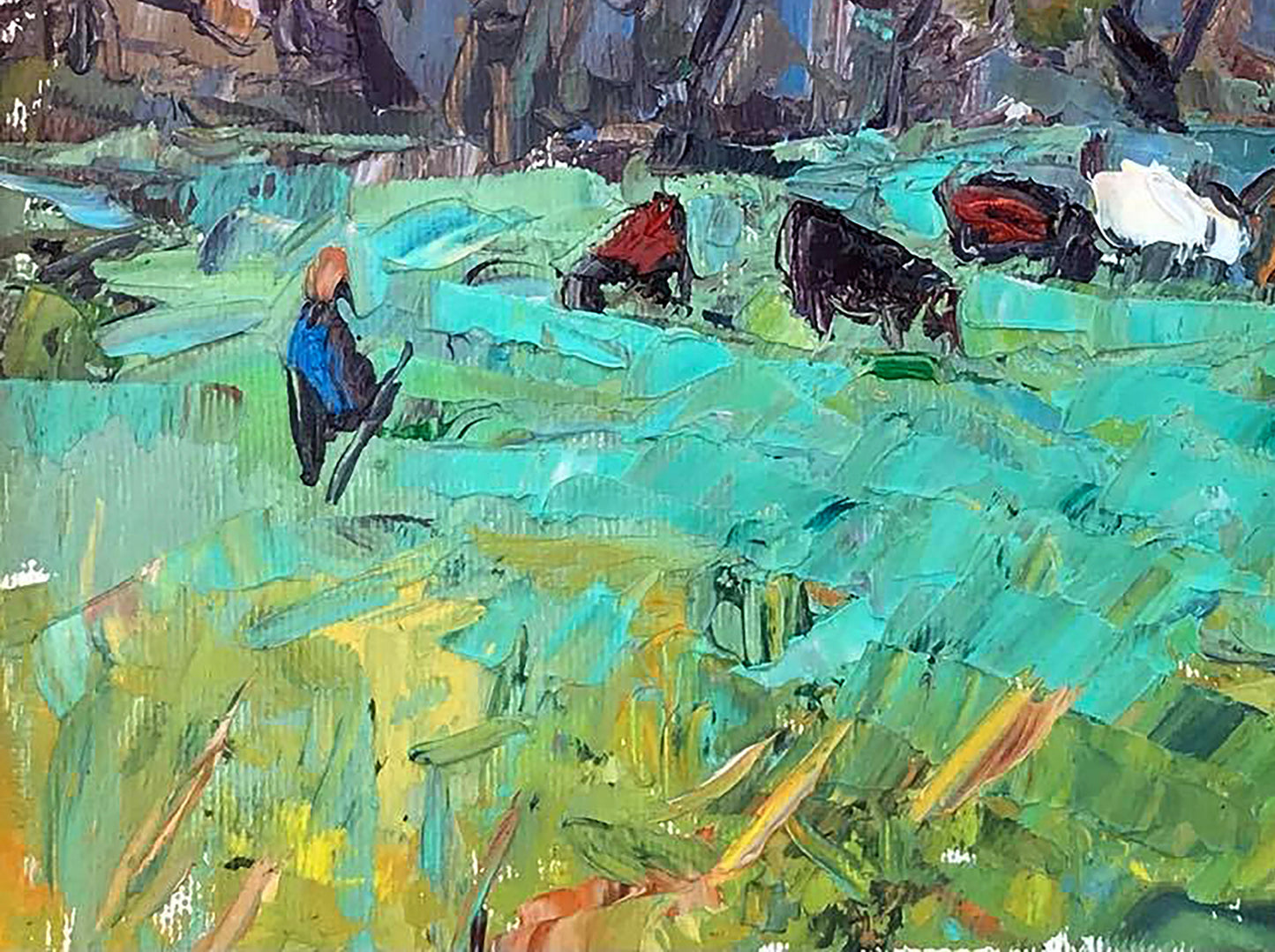 Vibrant impressionistic oil painting Morning in the Meadows by Ivanyuk Alex
