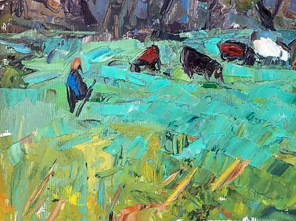Vibrant impressionistic oil painting Morning in the Meadows by Ivanyuk Alex