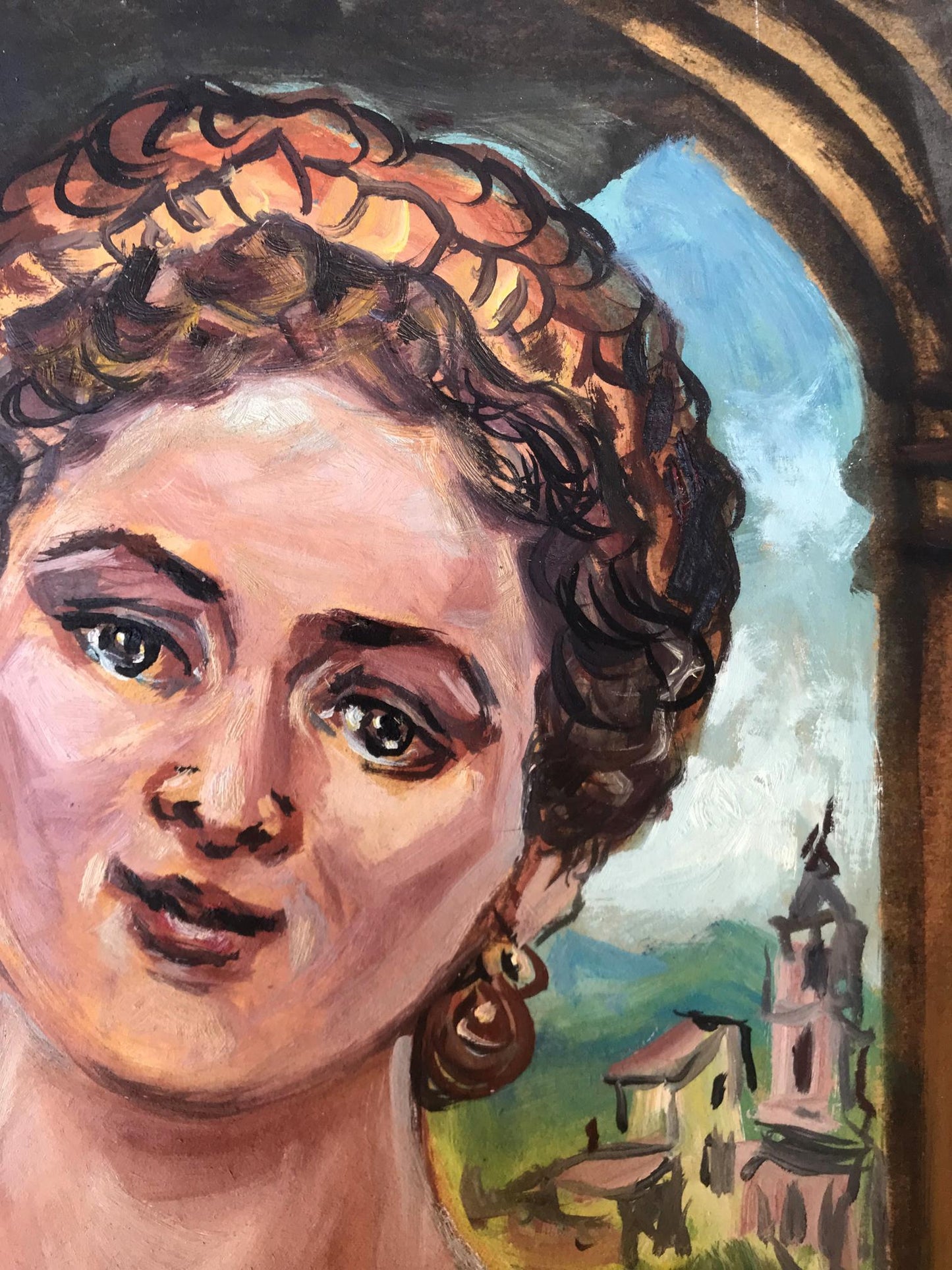 Oil painting portrait of woman at window by Alexander Litvinov