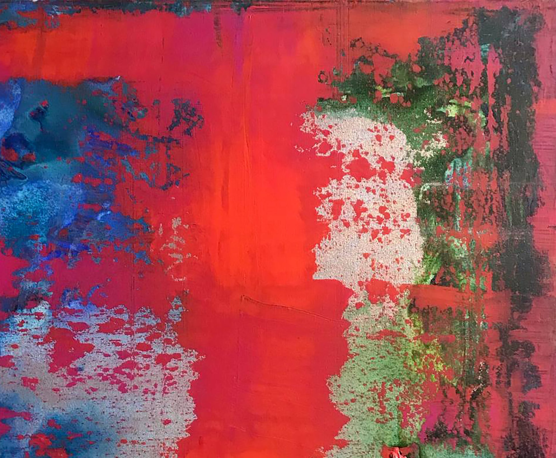 Vibrant acrylic painting Passion by Melezhik Olga in bold reds blues greens