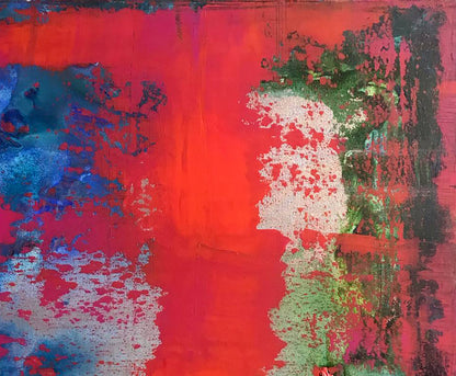 Vibrant acrylic painting Passion by Melezhik Olga in bold reds blues greens