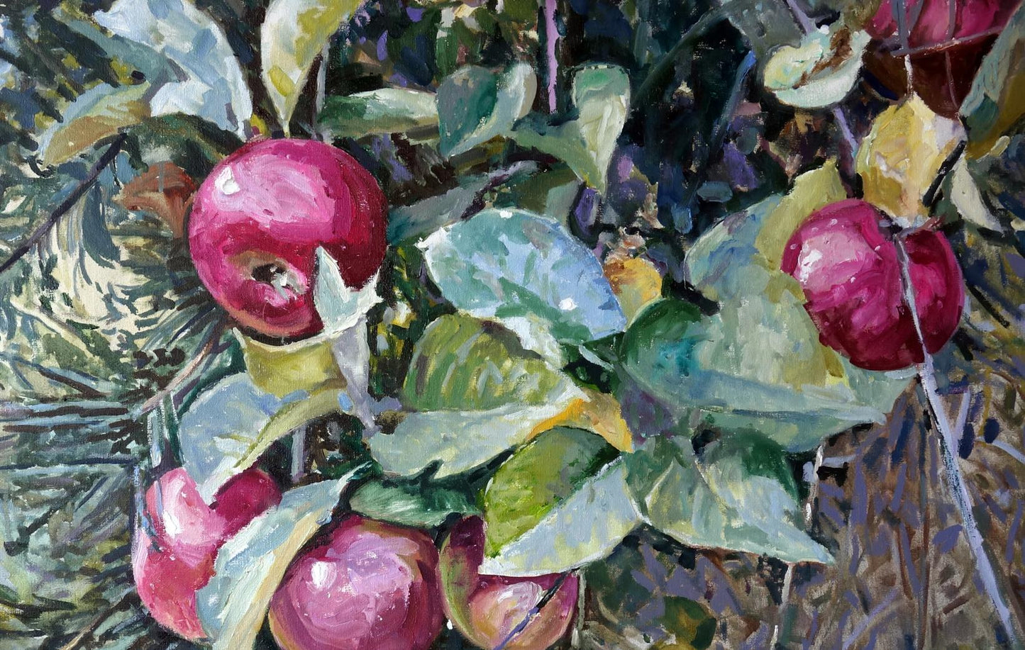 Anatoly Varvarov's oil masterpiece "September Forest Paradise Apples"