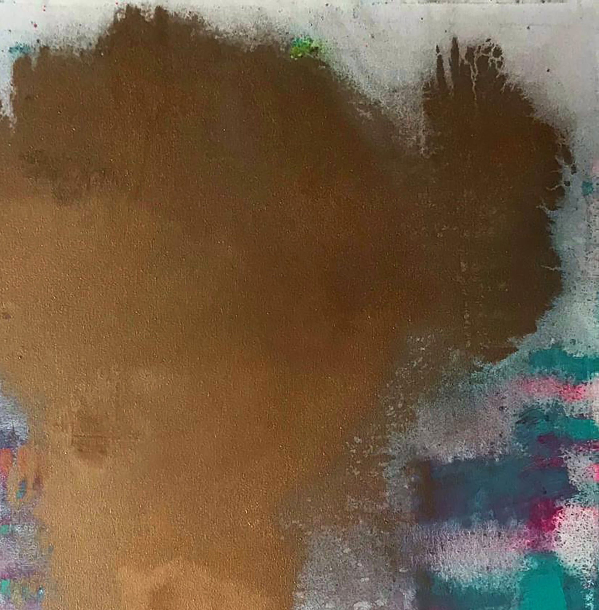 Abstract Whirlwind of Joy acrylic painting by Olga Melezhik, brown teal strokes