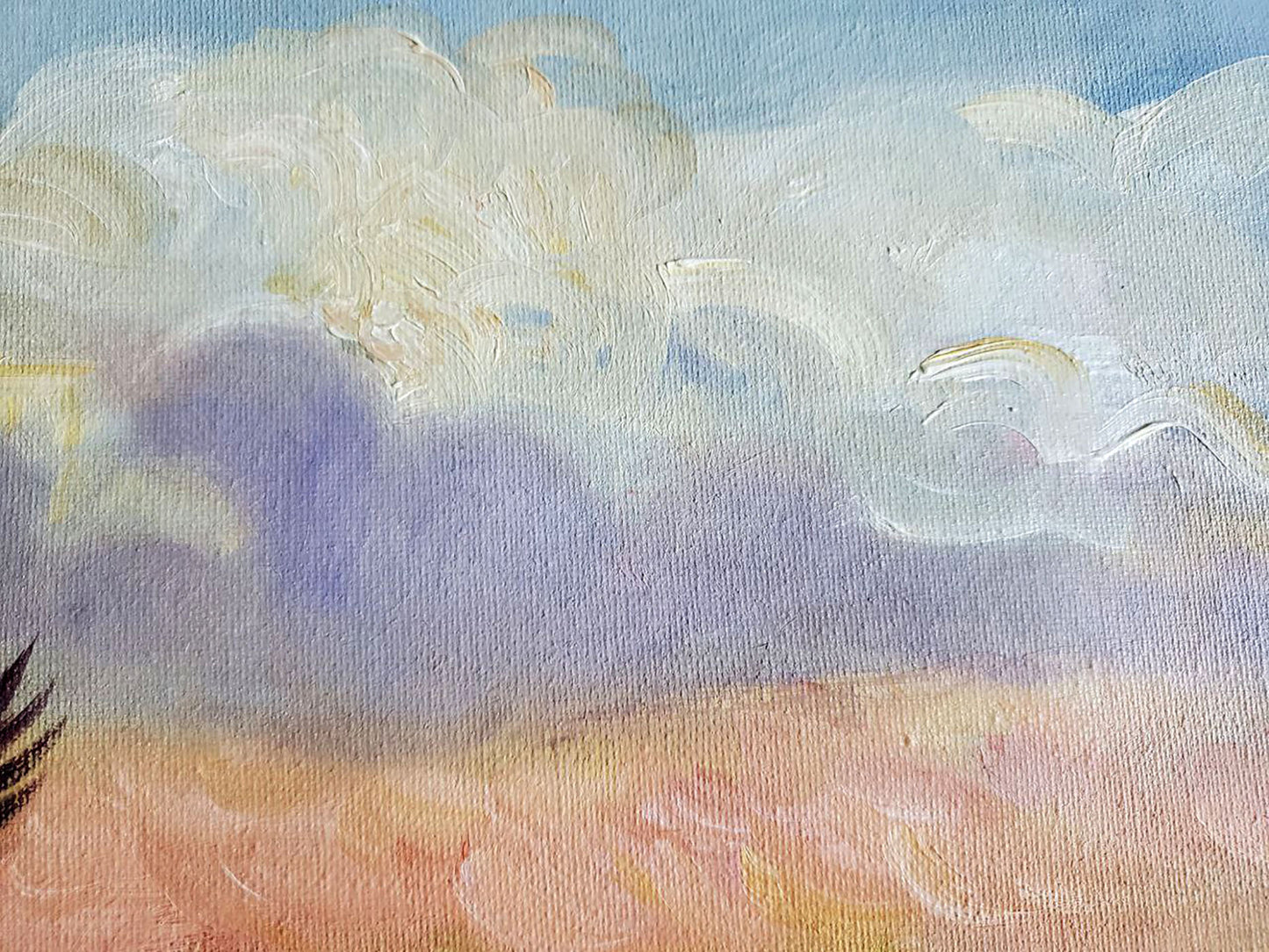 Oil painting of Mongolian hunter by Litvinov Daniil Olegovich with impressionistic clouds