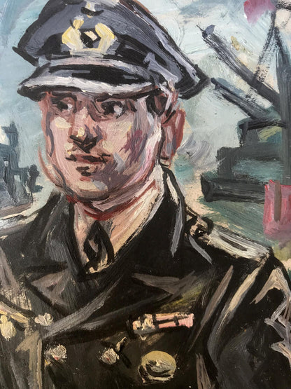 Oil painting of Ship officer Alexander Arkadievich Litvinov in dark uniform