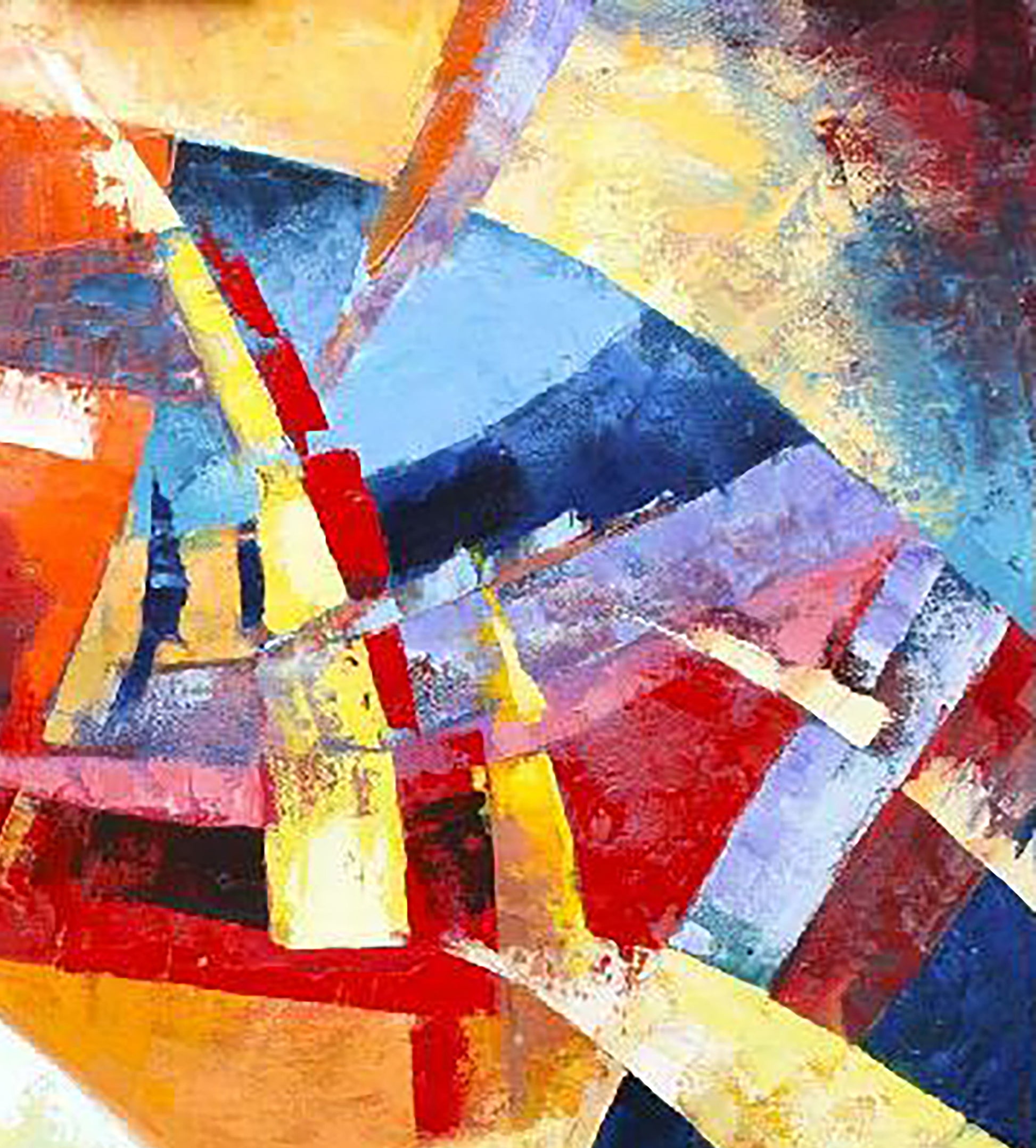 Vibrant geometric oil painting In the warm rays by Kirilenko Ivan