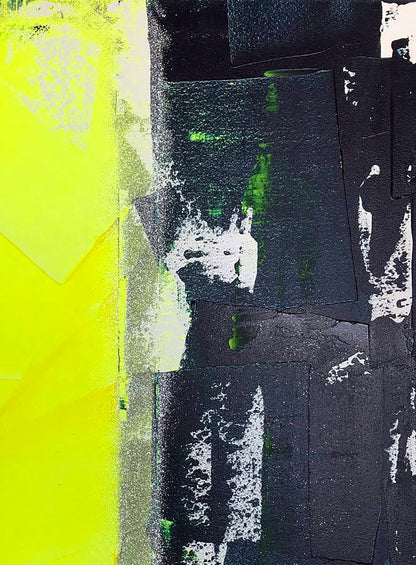 Vibrant yellow black abstract Energy of Love acrylic by Melezhik Olga