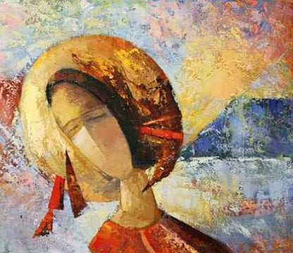 Oil painting Cup of Goodness by Kirilenko Ivan: abstract woman portrait