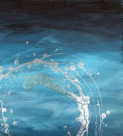 Acrylic painting necklace Of My Soul by Melezhik Olga, turquoise silver splash