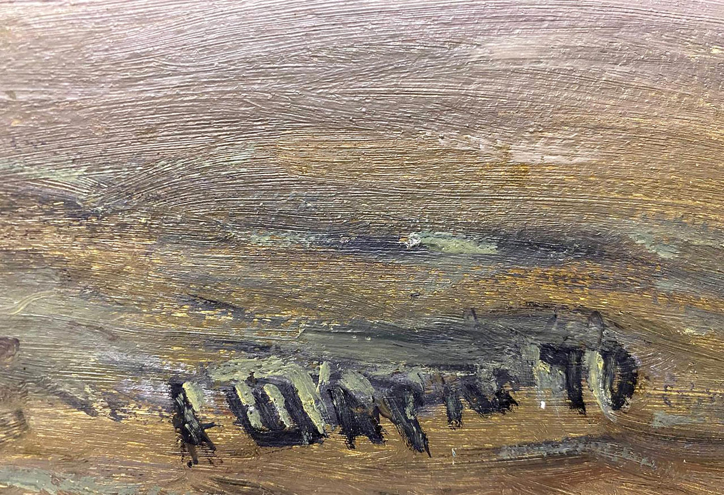 Textured earth-toned oil painting On the Lake by Shariy Anatoly Ivanovich