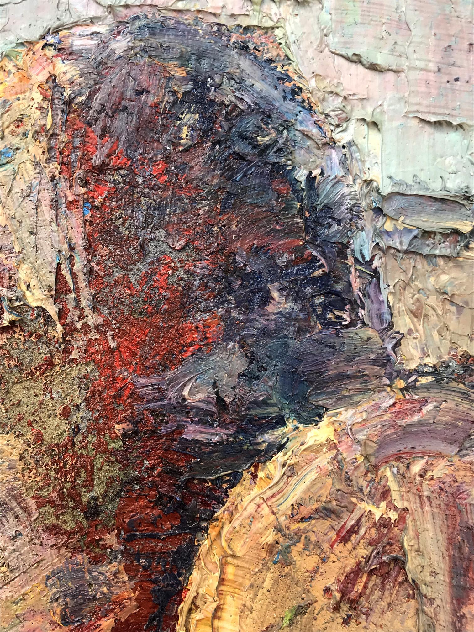 Oil painting August morning Mazur Vladimir textured profile face