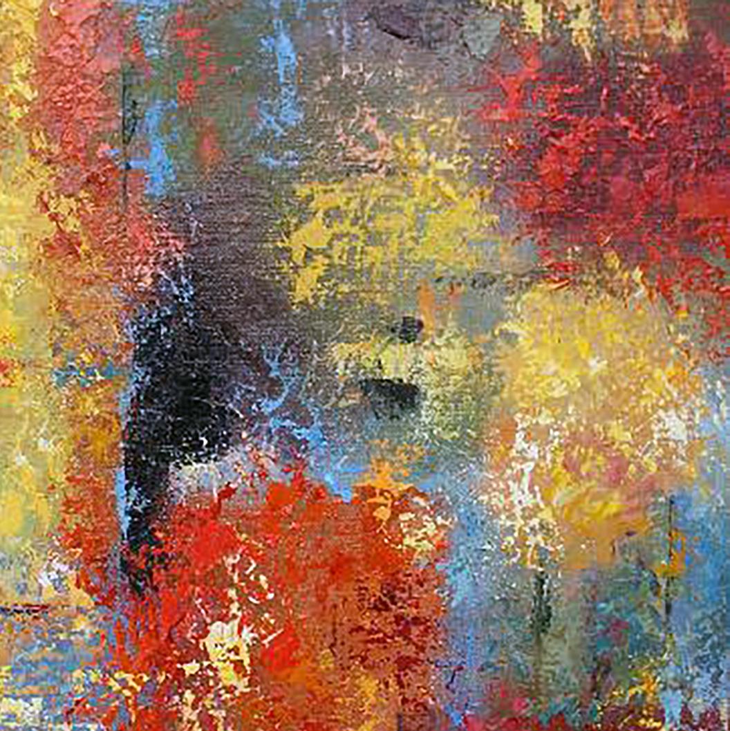 Vibrant oil painting Autumn morning by Kirilenko Mikhail in bold reds and yellows