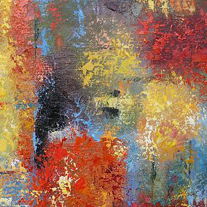 Vibrant oil painting Autumn morning by Kirilenko Mikhail in bold reds and yellows