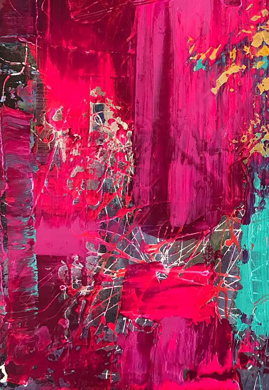 Vibrant Insolent Venus acrylic painting by Melezhik Olga in magenta teal yellow