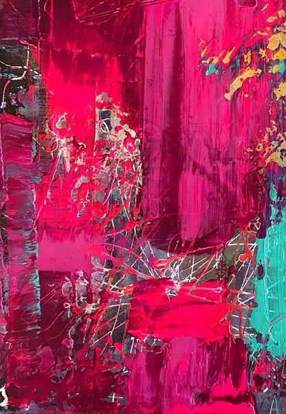 Vibrant Insolent Venus acrylic painting by Melezhik Olga in magenta teal yellow
