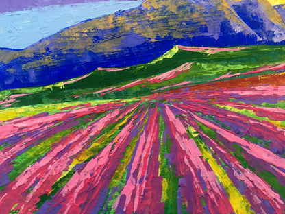 Oil painting Sunrise on the mountains by Zadorozhnya V. V. vibrant abstract landscape