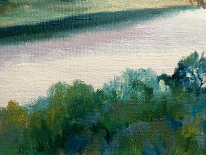 Oil painting of sunset behind mountains by Serdyuk Boris Petrovich