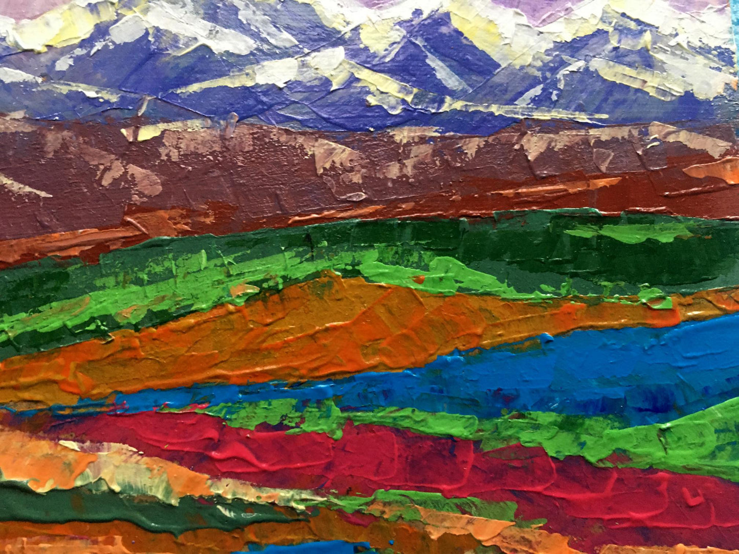 Oil painting Evening in the Mountains by Zadorozhnya V.V. vibrant abstract landscape