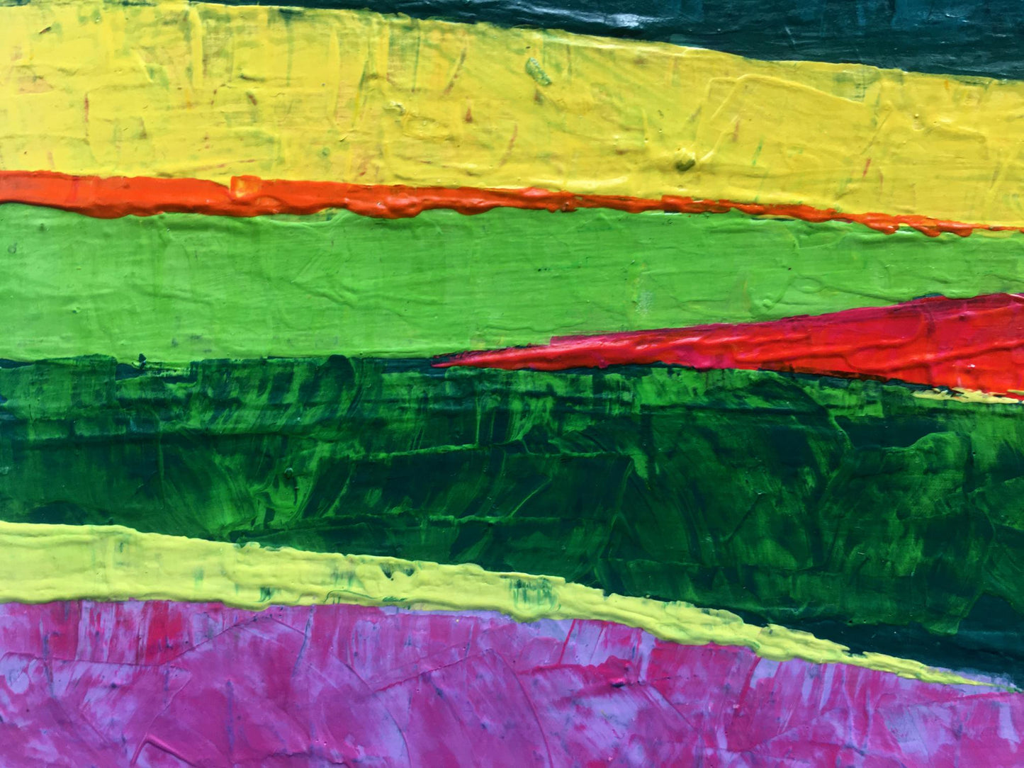 Vibrant oil painting Sunny day among the mountains by V. Zadorozhnya with bold stripes