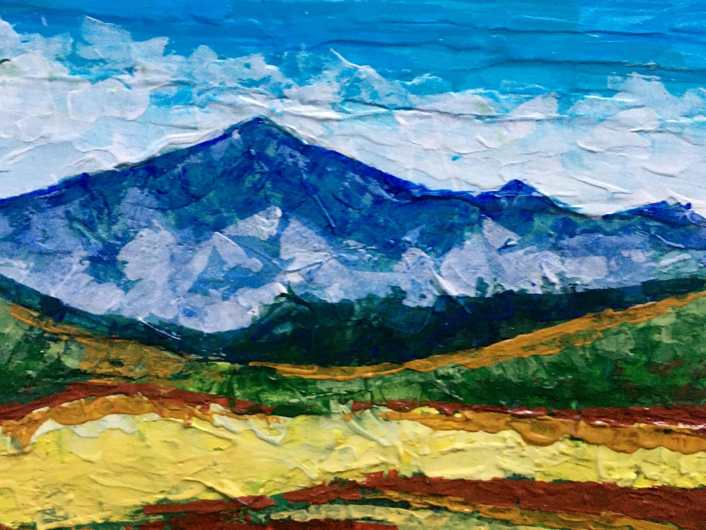 Oil painting Mountain view V. Zadorozhnya textured impressionistic peaks