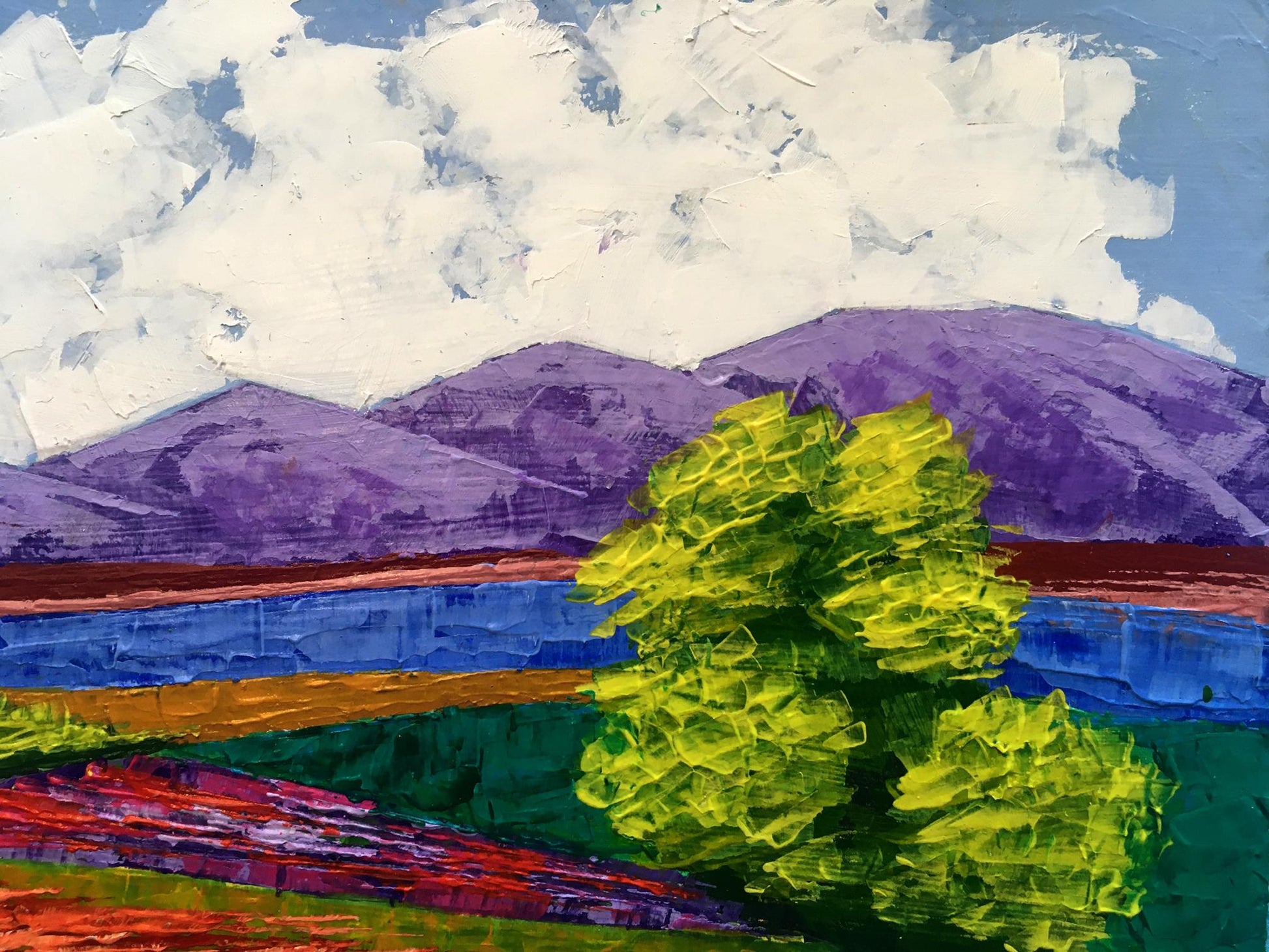 Vibrant impressionist oil painting Road to the mountains by Zadorozhnya V. V